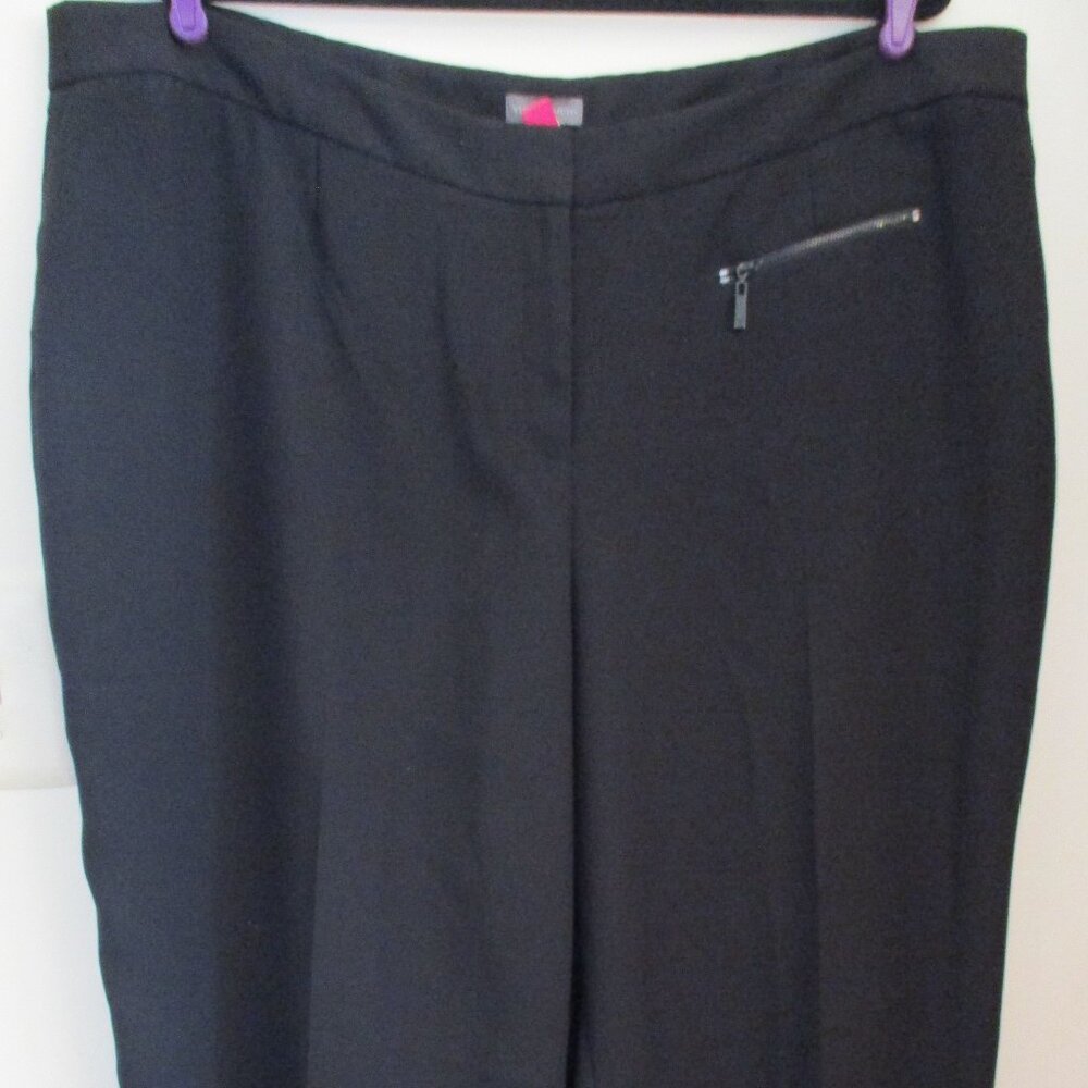 Vince Camuto Womens Plus Size Capri Pants Black, Wide Leg, Front Zipper Size 20W